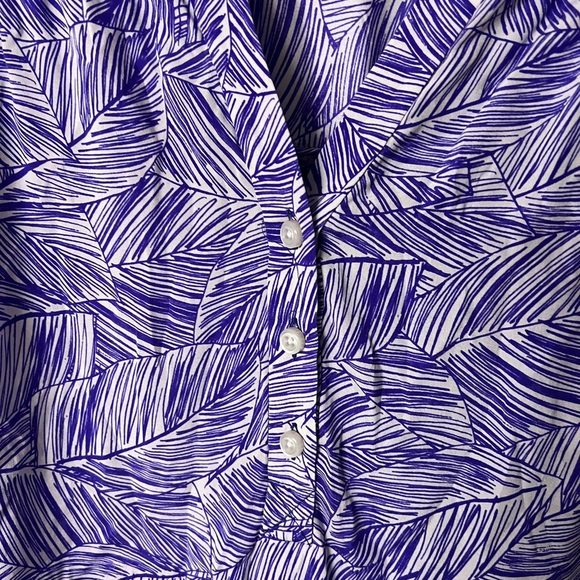 Milly of New York White and Purple Print Silk Tunic Size 0 - Picture 5 of 6
